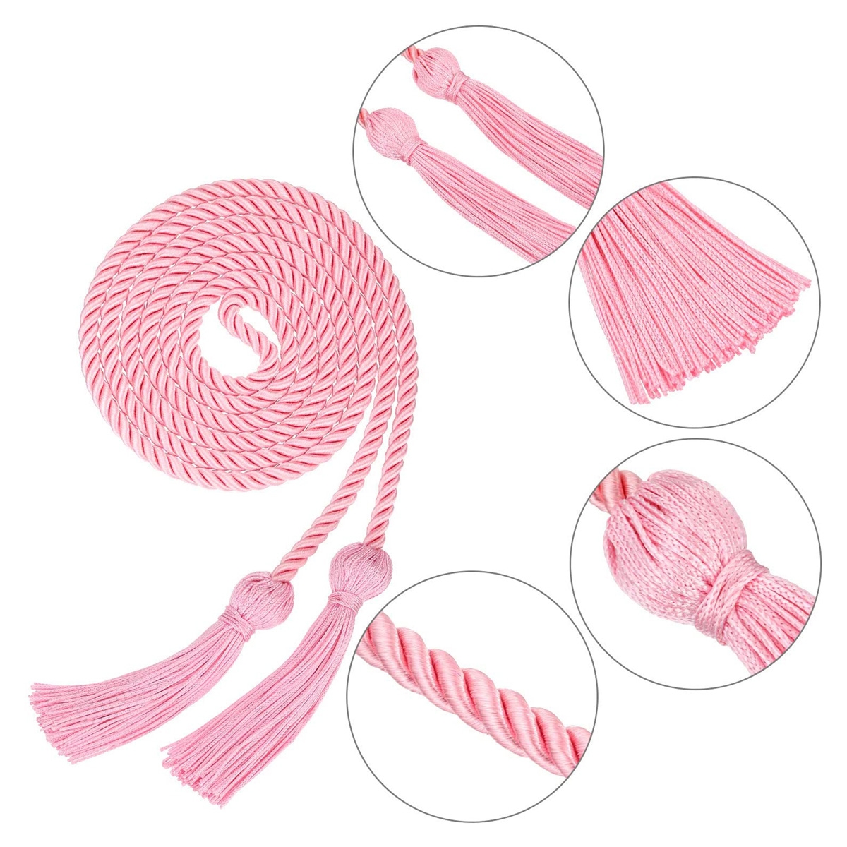 Graduation Cords Polyester Yarn Honor Cord with Tassel for Graduation Students pink